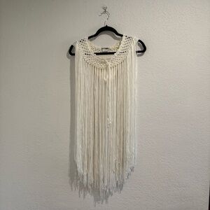 Cream Fringe Crochet Skirt